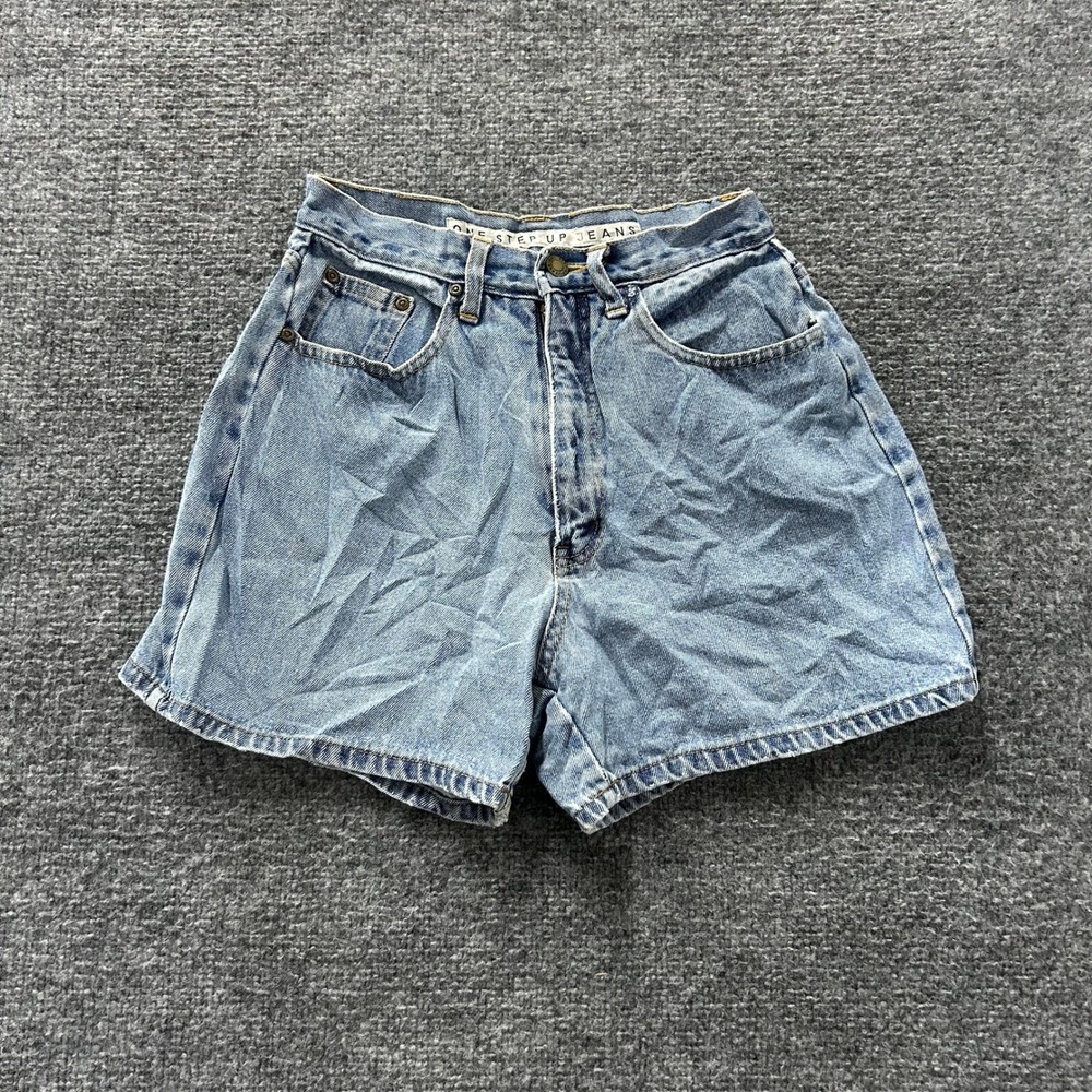 One Step Up Jeans Shorts Womens Size 6 Light Wash Denim High Waisted Fit Cotton